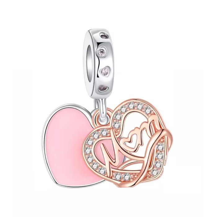 Privjesak Mama rose gold srce, srebrna boja