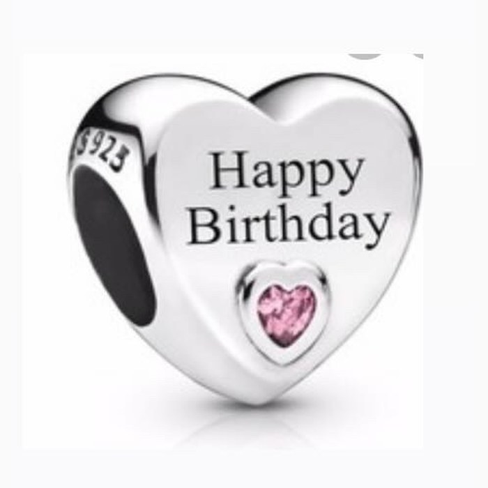 Privjesak Happy Birthday srce, srebrna boja